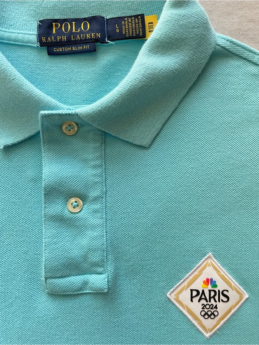 Polo Ralph Lauren NBC Paris 2024 Olympics Custom Slim Fit Polo Blue L